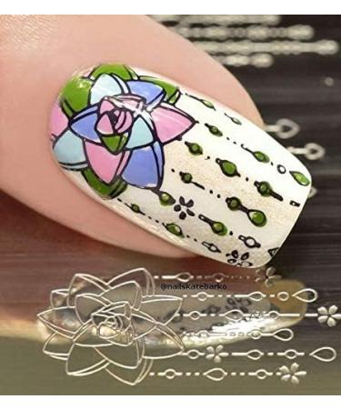 KADS Nail Stamping Plate FL028 - Flower Nature DIY Manicure Stencil Tool - Buy Online on SooperMarket.com