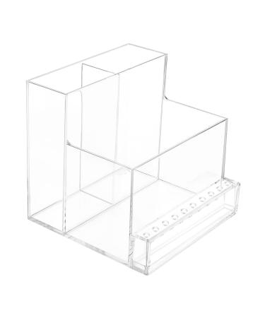 Folpus 3 Rows 10 Holes Nail Drill Bits Holder Transparent Desk Organizer for Salon Nail Drill Bit