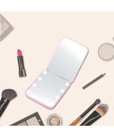 iHMeiju LED Lighted Travel Makeup Mirror with 1X/3X Magnification - Pink - Buy Online on SooperMarket.com