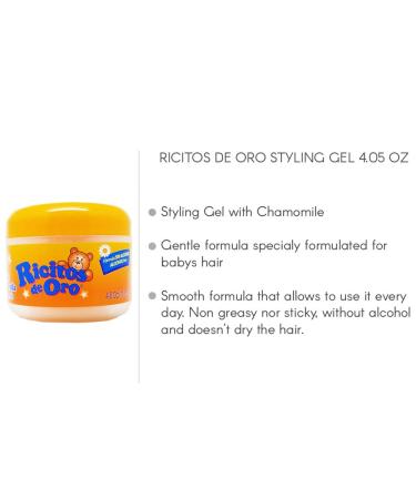Ricitos De Oro Chamomile Baby Styling Gel - Alcohol Free, Non-Greasy - 4 oz | Pack of 2 - Buy Online on SooperMarket.com