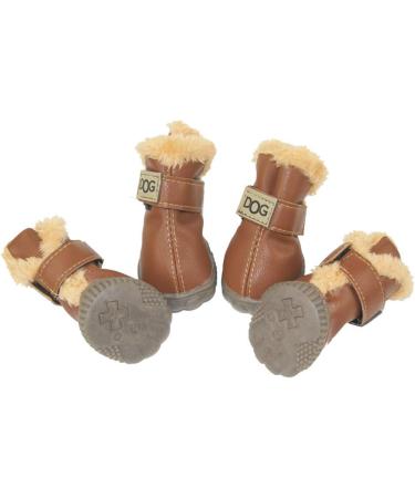 WINSOON Dog Australia Boots Size 5 Light Brown - 4-pcs Set Winter Pet Antiskid Shoes for Skidproof Paw Protection - Buy Online on SooperMarket.com