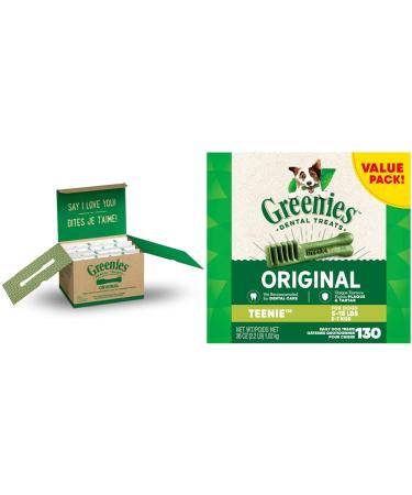 GREENIES Dog Treats Original | Natural Dental Care Bundle (Regular 72 Treats + Teenie 130 Treats) 72 Count (Pack of 1) Treats + Dog Treats 130 Treats