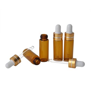 Enslz 15 Mini Amber Glass Bottles (5ml) - Refillable Essential Oil Perfume & Cosmetics Storage with Golden Screw Caps - Perfect for Samples & Travel - Buy Online on SooperMarket.com