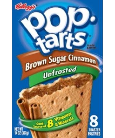 Kellogg's, Pop-Tarts, Unfrosted Brown Sugar Cinnamon, 8 Count, 14oz Box (Pack of 2)