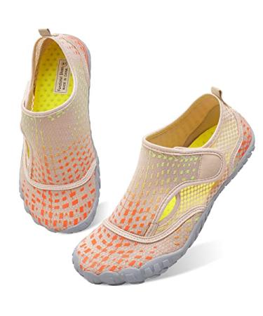 Swim Water Shoes for Women Men Quick Dry Barefoot Aqua Sneakers Shoe for Beach Hiking Diving Boating River Outdoor Water Sports 8 Women/6.5 Men Ty1 Velabeige