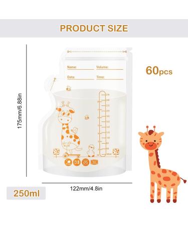 Breast Milk Bags for Freezing - 250ml Storage Bags (60PCs) | Durable & Leak-Proof Breast Milk Storage - Buy Online on SooperMarket.com