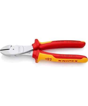 Knipex High Leverage Diagonal Cutter chrome-plated insulated with multi-component grips VDE-tested 200 mm (self-service card/blister) 74 06 200 SB Multi-component Grips Yellow/Red 1000 V 200 mm chrome-plated on self-service card