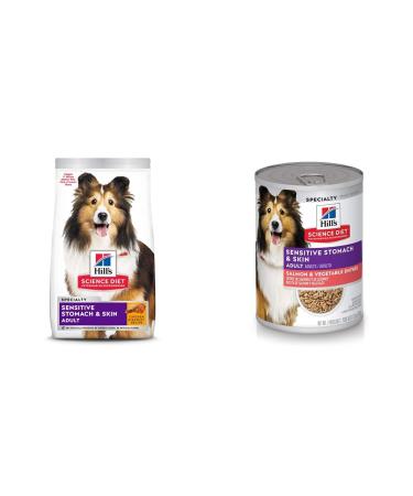 Hill's Science Diet Adult Sensitive Stomach & Skin Dry + Canned Dog Food Bundle 7.03 kg (Pack of 1) Dry | Chicken Meal + Dog Food Salmon