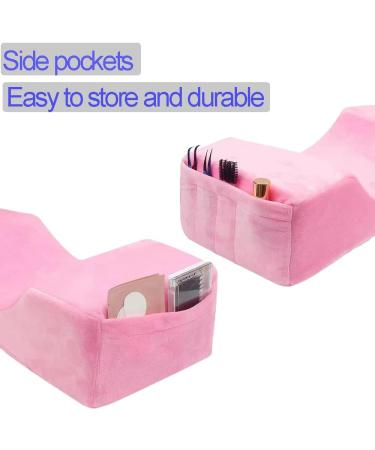 Pink Eyelash Extension Pillow - U Shape Neck Pillow for Beauty Salon | Comfortable Foam Velvet Pillowcase - Buy Online on SooperMarket.com