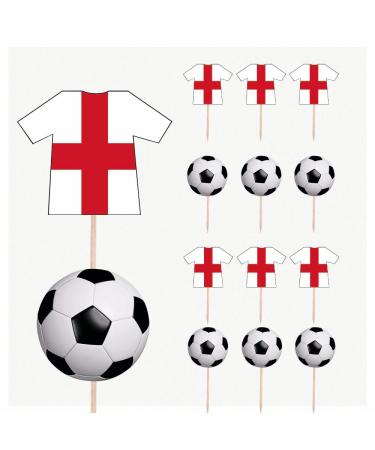 England Football Party Food & Cupcakes Picks Decorations Toppers Euro World Cup (pack of 14)