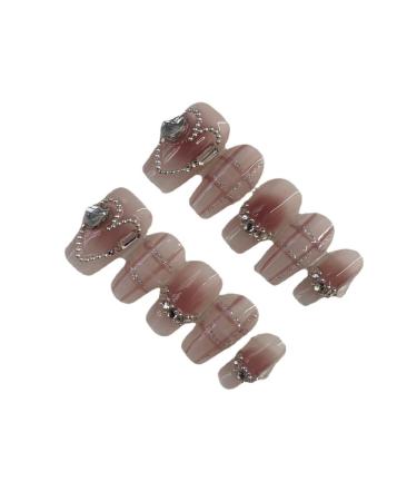 Manual phototherapy wearing nail pattern Sweetheart powder blusher love hand-painted nail pattern nail paste wearing nail (Color : A Size : M)