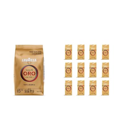 Oro Whole Bean Coffee Blend Medium Roast 1kg Bag (1 Pack) & Lavazza Qualita Oro Ground Coffee Blend Medium Roast 250g Brick Authentic Italian Non GMO Blende