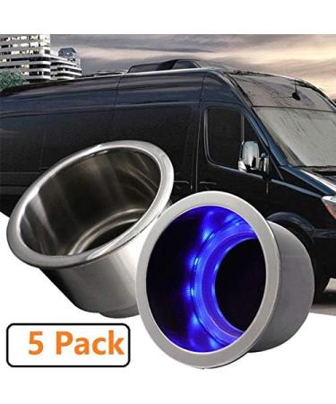 Stainless Steel Boat Cup Holder Inserts (5 Pack) - Marine/RV Camper Drink Holder with Drain - Lucky Seven - Buy Online on SooperMarket.com