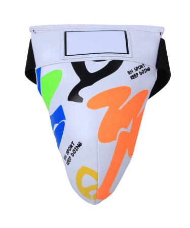 Groin and Abdomen Boxing Protector Kids Jockstrap Groin Guard Protective Gear for Boxing Sanda Taekwondo Training White