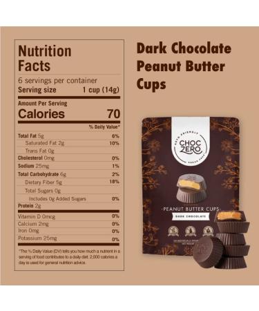 ChocZero Sugar Free Dark Chocolate Peanut Butter Cups - Keto Friendly 2 Pack (2 Bags) - Buy Online on SooperMarket.com