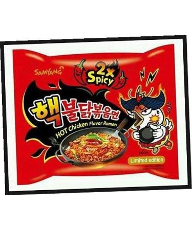 Samyang 2X Spicy Hot Chicken Flavor Ramen_KOREAN SPICY NOODLE (140g Each) (10 packs) Spicy 4.93 Ounce (Pack of 10)