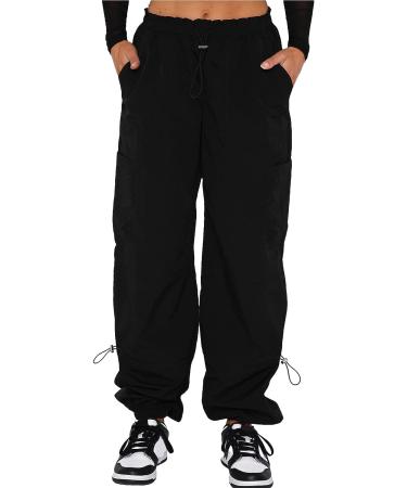 Women's Low Waist Cargo Pants - Harajuku Vintage Y2K Baggy Jogger in Black - Medium - Buy Online on SooperMarket.com