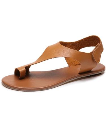 Bunion Corrector Women's Soft PU Leather Flat Sandals - Khaki (EU 35-43) | Comfortable & Therapeutic Design - Buy Online on SooperMarket.com