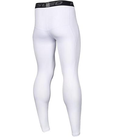 ARSUXEO Men's Compression Tights Running Pants Baselayer Legging - White, Size Medium - Buy Online on SooperMarket.com