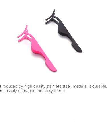 False Eyelash Applicator Set - 2PCS Stainless Steel Tweezers for Easy Magnetic Eyelash Application | Pink & Black - Buy Online on SooperMarket.com