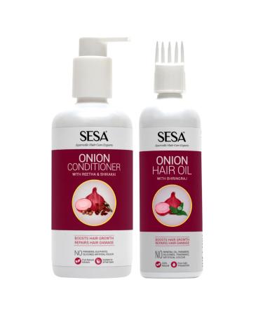 sesa Onion Anti-Hair Fall Combo For Hair Care| Onion Oil - 200 ml & Onion Shampoo - 300 ml Medium Size