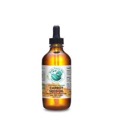 Bella Terra Oils Carrot Seed Carrier Oil 4 oz 100% Pure Cold-pressed Unrefined Organic Natural Moisturizer for Skin Hair 4 Fl Oz (Pack of 1)