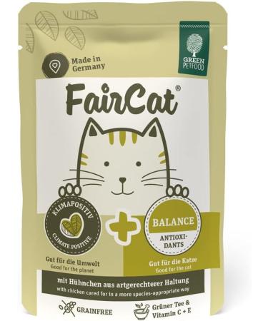 Green Petfood Faircat Balance - Grain-Free Cat Food for Adults | 8 x 85g with Chicken Green Tea & Vitamins C+E - Buy Online on SooperMarket.com
