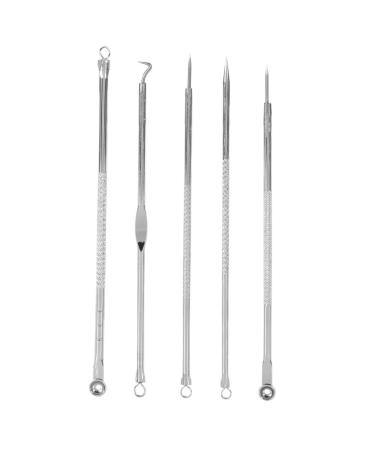 Shop 5pcs Stainless Steel Blackhead Removal Tool Set - Double-Ended Acne & Pimple Tool for Effective Skin Care - Buy Online on SooperMarket.com