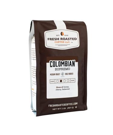 Fresh Roasted Coffee, Colombian Supremo, 2 lb (32 oz), Medium Roast, Kosher, Whole Bean Colombian Supremo 2 Pound (Whole Bean)