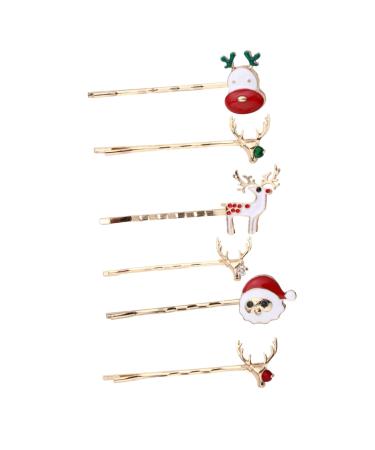 Amosfun 3 Christmas Hair Clips Holiday Party Hairpin Santa Barrettes Bobby Pins Decorative Hair Clips Xmas Kids Hair Pins Hair Clips for Girls Antler Barrette Metal Alloy Side Clip Child