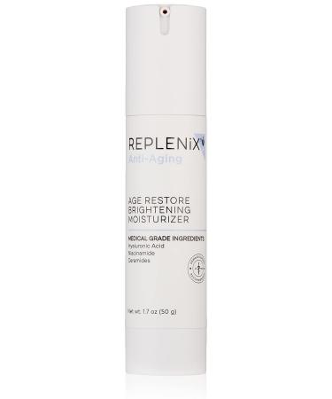 Replenix Age Restore Brightening Moisturizer - Medical Grade Anti-Aging Facial Lotion with Hyaluronic Acid  Oil Free  Fragrance Free  1.7 oz.