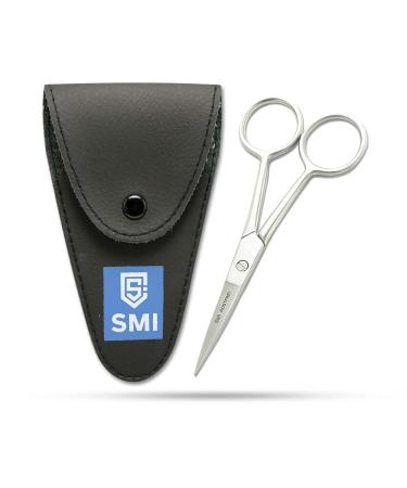 SMI Beard Scissors for Men Mustache Scissors Eyebrow Scissors Small Scissors for Facial Hair Stainless Steel Grooming Scissors with Case