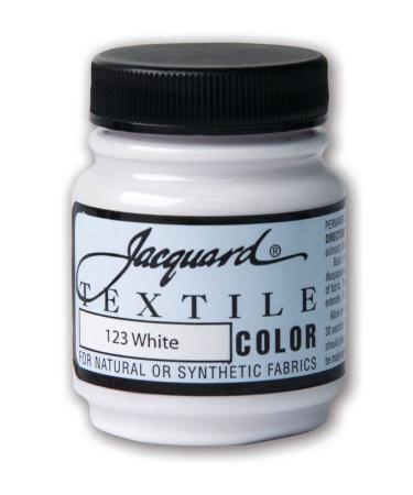 Jacquard Fabric Paint for Clothes - 2.25 Oz Textile Color - White - Leaves Fabric Soft - Permanent and Colorfast - Professional Quality Paints Made in USA - Holds up Exceptionally Well to Washing