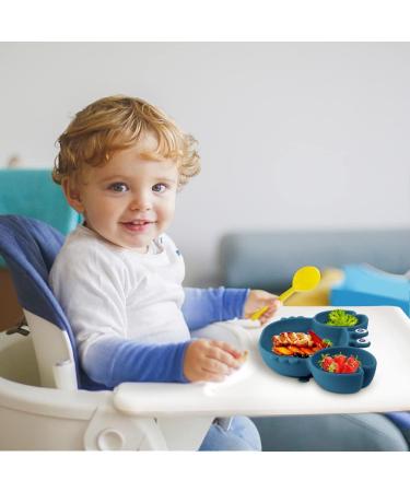 Vicloon Baby Suction Plate - Silicone Toddler Plate for Self Feeding Training - Non Slip Divided Plate for Highchairs - Dark Blue - Buy Online on SooperMarket.com
