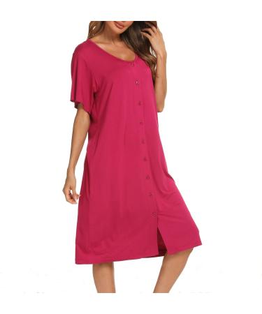 Jecarden Women's Maternity Nightgown - Short Sleeve Modal Cotton Sleepwear in Red XL - Buy Online on SooperMarket.com
