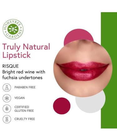 Honeybee Gardens Truly Natural Long Lasting Lipstick - Risque (Matte Red Wine) 0.13 oz - Vegan, Gluten & Cruelty-Free - Buy Online on SooperMarket.com