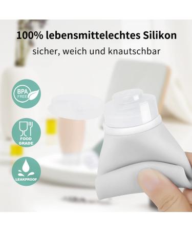 4-Pack 100ml Silicone Travel Bottles Set - Leak-Proof Refillable BPA-Free - Ideal for Cosmetics & Shampoo - TSA Approved - Gray White Blue Green - Buy Online on SooperMarket.com