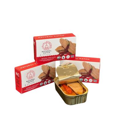 Natural Catch Tuna Spicy Yellowfin Filets - High Quality Pole & Line Caught Tuna in Olive Oil and Spicy Chili's - 130 Calories - Gluten-Free, Paleo, Keto Friendly - 4.4 oz Can - Buy Online on SooperMarket.com