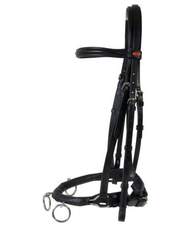 Amesbichler Cheval Cavesson Riding Cavesson Leather Cavesson black for lunging and riding bit can be buckled C/S