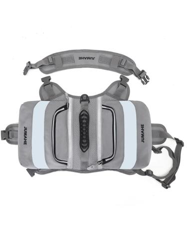 NP Dog Saddle Bags Dog Harness Backpack with Reflective Tape Waterproof Adjustable Wiring Harness Vest for Medium Large Dogs for Hiking Travel Camping (Grey)