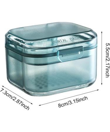 Three Layers Denture Box with Strainer Denture Box for Soaking Dentures and Storage Mouthguards Clear Dentures Braces Case for Daily Travel Cleaning(Blue) - Buy Online on SooperMarket.com