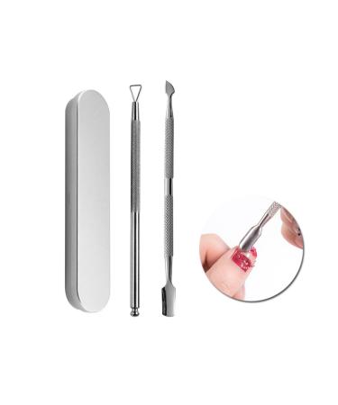 Cuticle Pusher Remover Kit Stainless Steel Triangle Cuticle Peeler Scraper and Double Ended Cuticle Pusher Cutter Spoon Nail Cleaner Gel Nail Polish Nail Remover Tools (Silver)