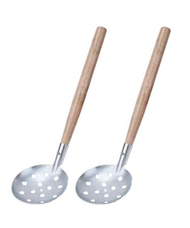 Alomejor 2 Pcs Ice Fishing Scoop Scoop Skimmer Ice Slush Scoop with Wood Handle Winter Outdoor Fishing Shovel Ice Tools,Metal Wood Design