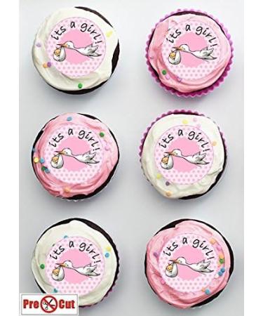 35 x Pre Cut "its a Girl" Stork Baby Shower Cup Cake - Fairy Cake Toppers/Decorations Edible Wafer Paper - Buy Online on SooperMarket.com