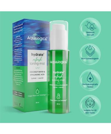 Hydrate+ Refresh Toning Mist | Hyaluronic Acid & Coconut Water Face Toner Spray | Deep Hydration & Pore Cleansing | 100ml - Buy Online on SooperMarket.com