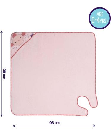 Clevamama Bamboo Apron Baby Bath Towel with Hood - Ultra Soft Bamboo, Absorbent, Pink, 98x98 cm - Buy Online on SooperMarket.com