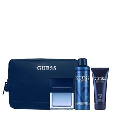 Guess Seductive Homme Blue 3.4oz EDT Spray 6.0oz Deodorant Body Spray 3.4oz Shower Gel Pouch Men 4 Pc Gift Set