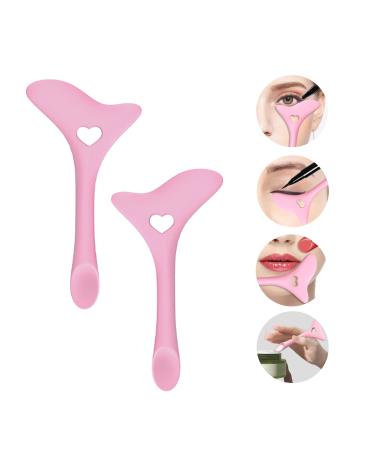 2pcs Eyeliner Stencils Silicone Winged Tip Eyeliner Aid Eyebrow Pencil Stencil Reusable Smoky Eyeshadow Multifunctional Eye Makeup Tool Kit Quick Stencil Aid Eyeliner Molds Eyeliner Stencil Pads pink