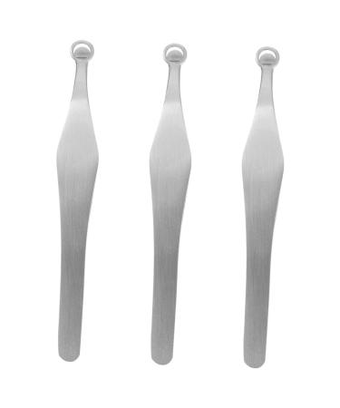 Angoily 3st tweezers for trimming the nasal hair lash tweezers Nasal hair tweezers for men trimmer nose hair remover nasal hair remover stainless steel clipper scissors tool 9.3x1.3cmx3pcs silverx3stk