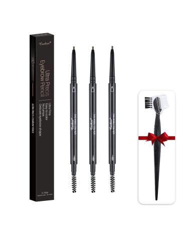 3 Pack Waterproof Ultra Precise Dark Brown Eyebrow Pencil Set with Razor - Long-lasting Natural Brows - Microblading Makeup Pen - 3 Count - Buy Online on SooperMarket.com